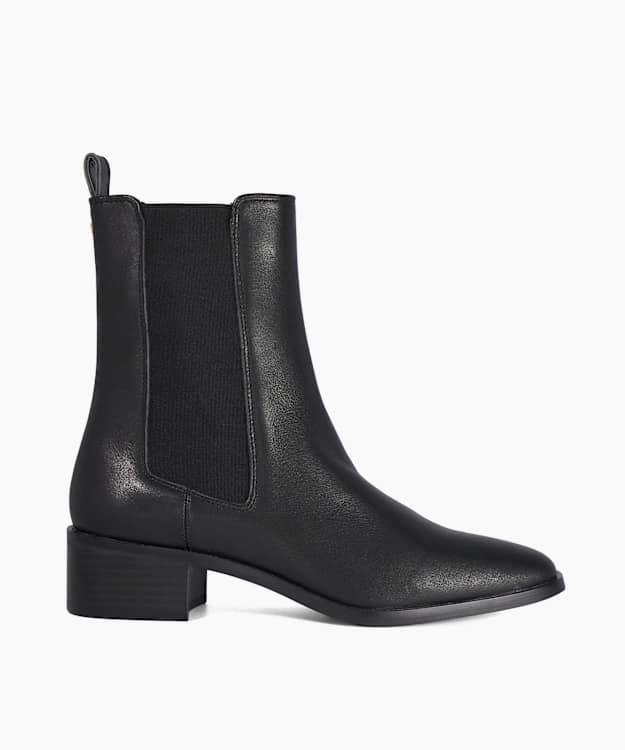 Pryia Black - Leather Slip-On Ankle Boots