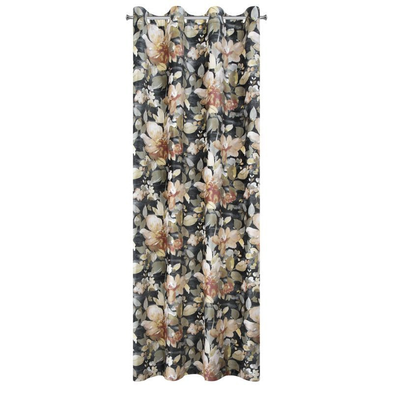 Zasłona z nadrukiem na przelotkach BETTY 140x250 czarna   brązowa