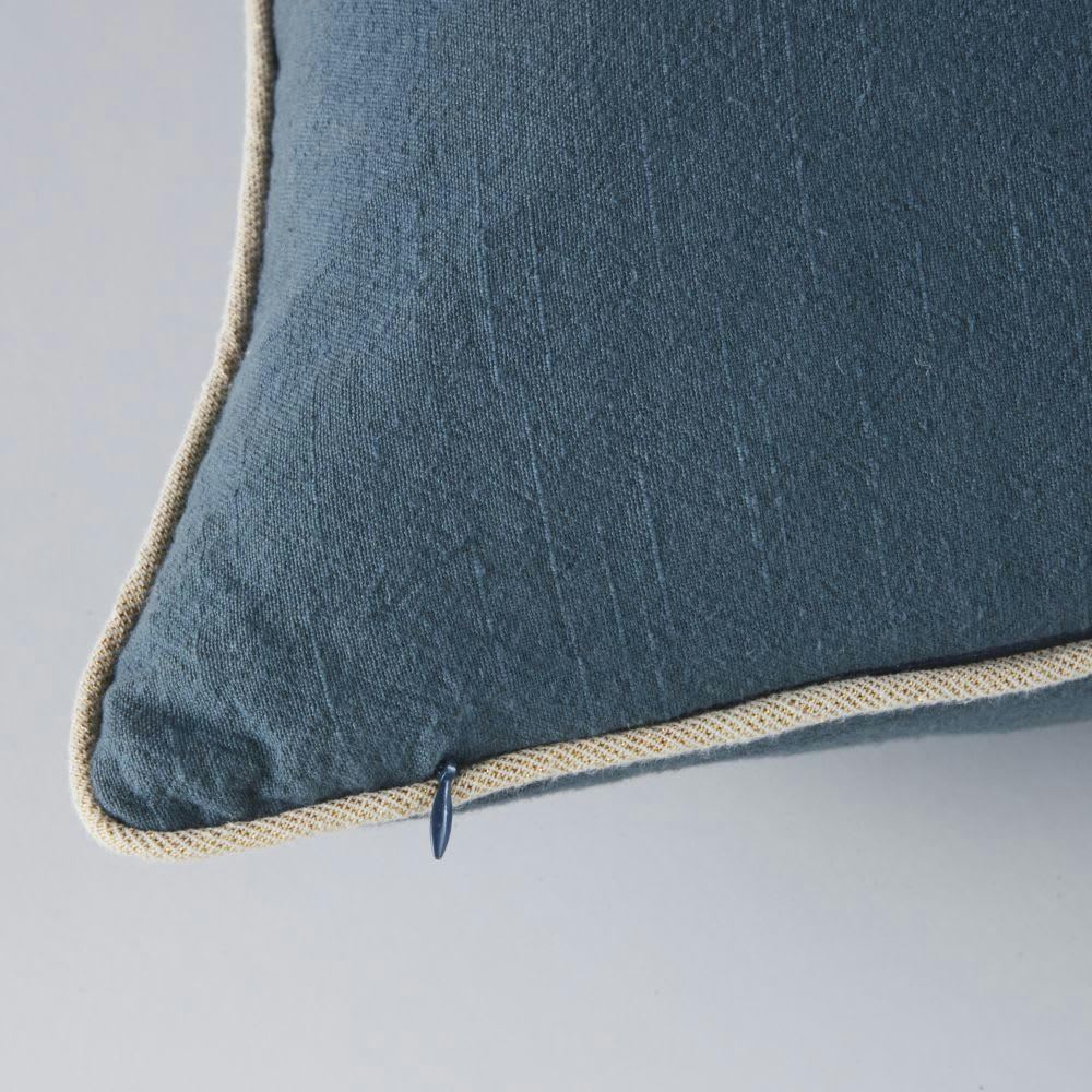 PRAO - Coussin en coton bleu marine et lurex doré 40x60