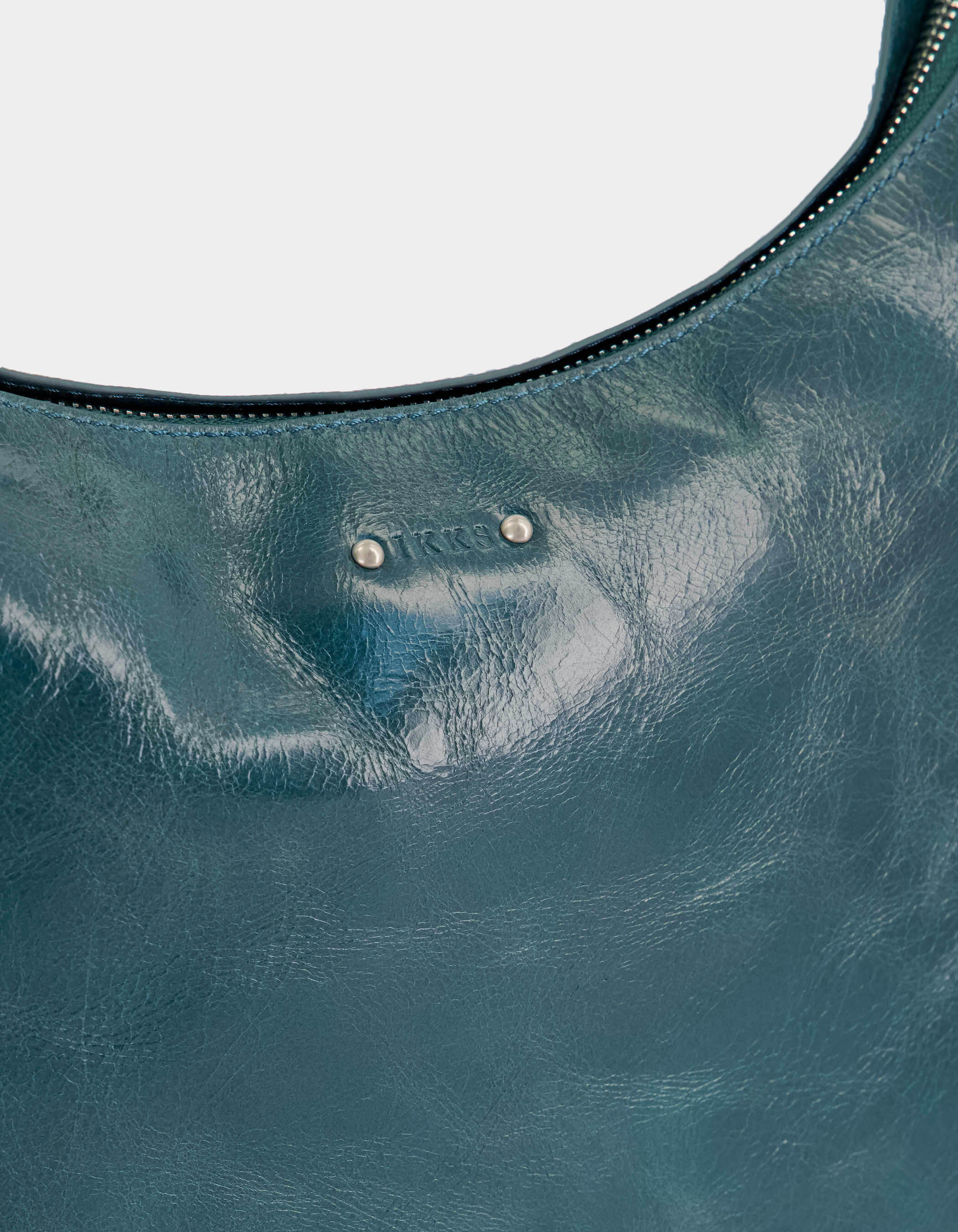 Sac demi-lune vert cuir glacé Allane Femme