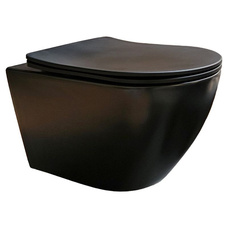 Cuvette suspendue Rim-Carat avec abattant noire LAFINESS