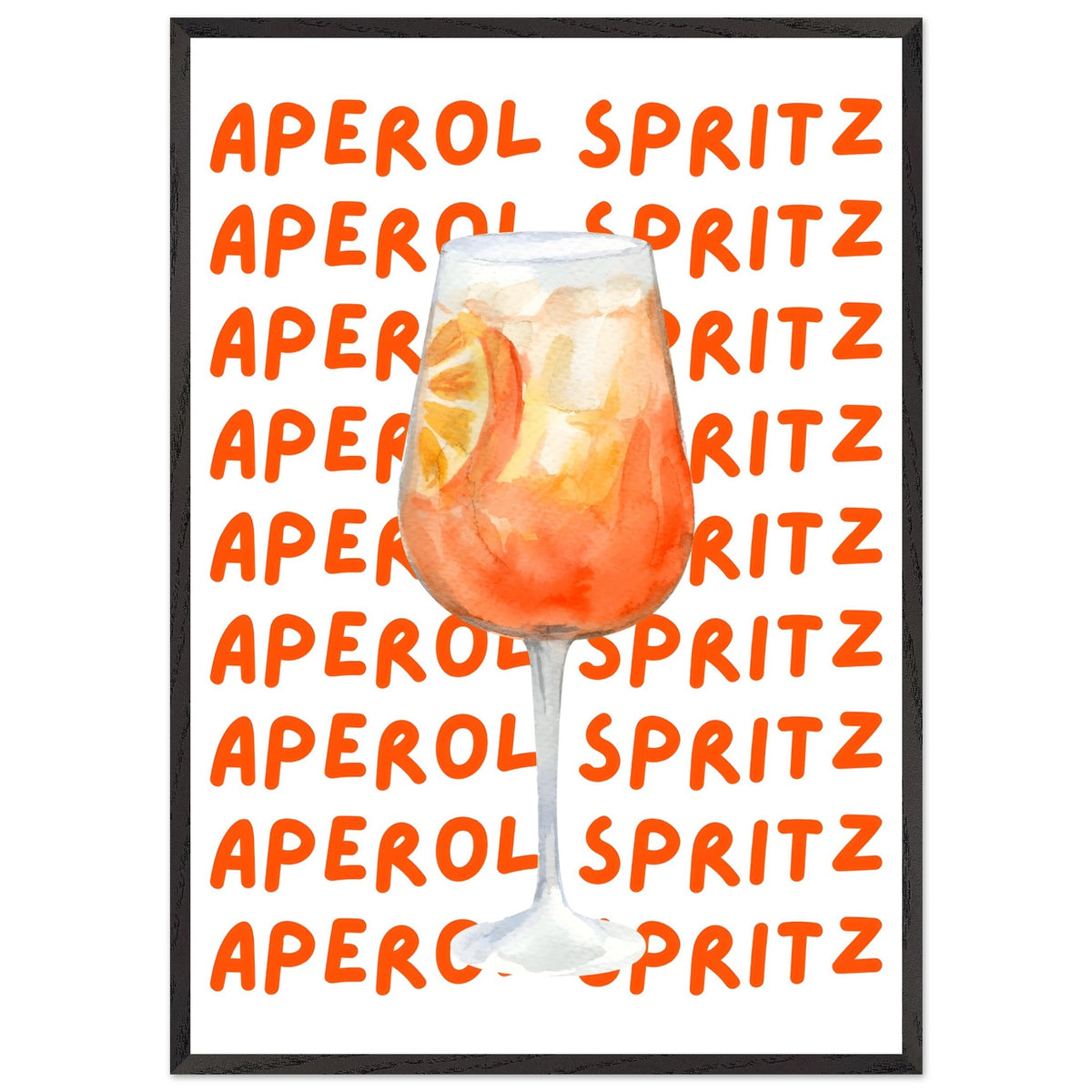 Artfulprints Poster met Lijst Aperol Spritz - Written behind the glass  - 70x100 cm - Oranje