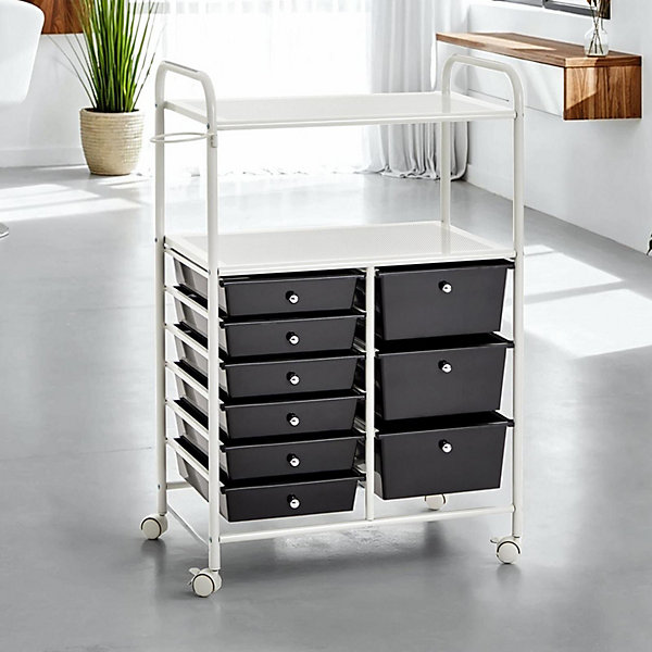 Caisson sur roulettes MARITA, 6   3 tiroirs, noir et blanc