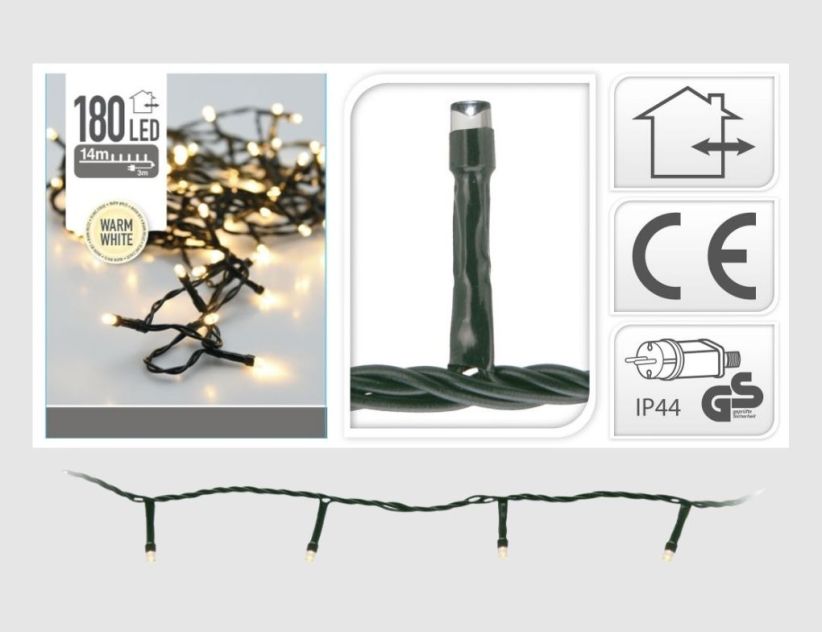 LED-Lichterkette 180 LEDs warmweiß 14m für innen & außen