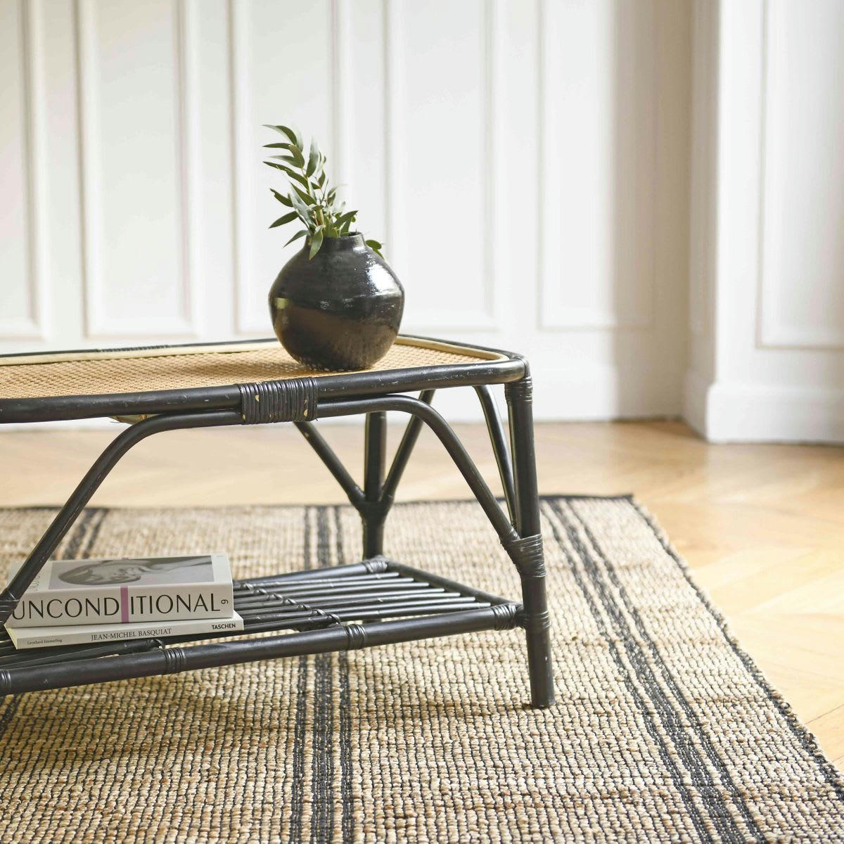 - Tapis rectangulaire jute et coton