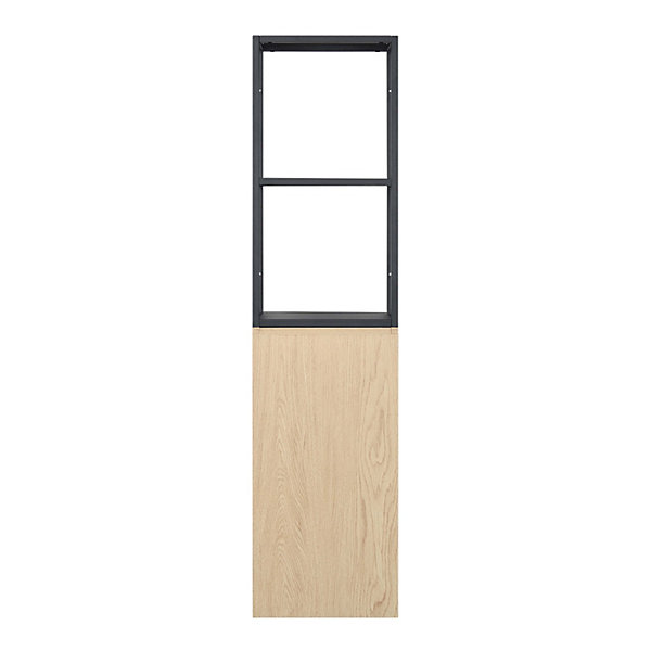 Colonne de salle de bain à suspendre décor chêne et métal 120 cm WILL