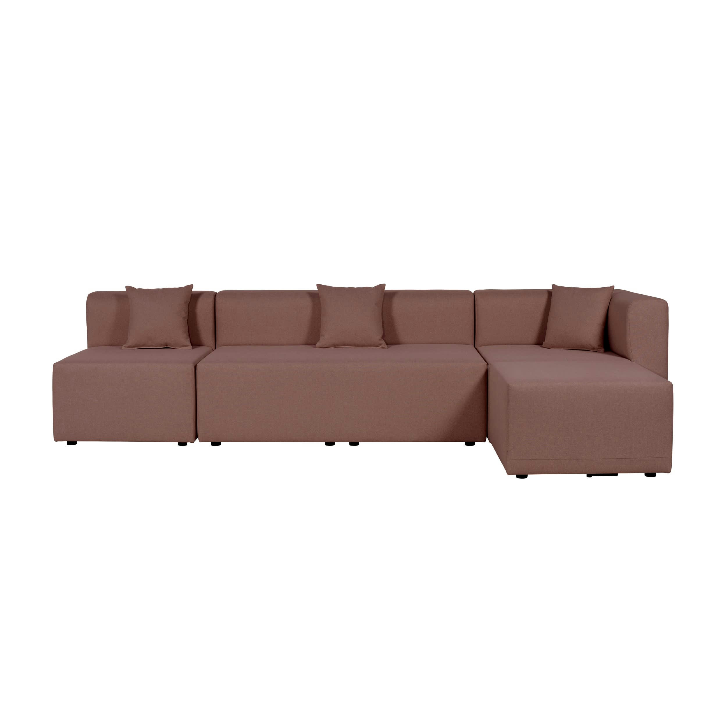 PINOT - Canapé d'angle modulable 5 places en tissu rose