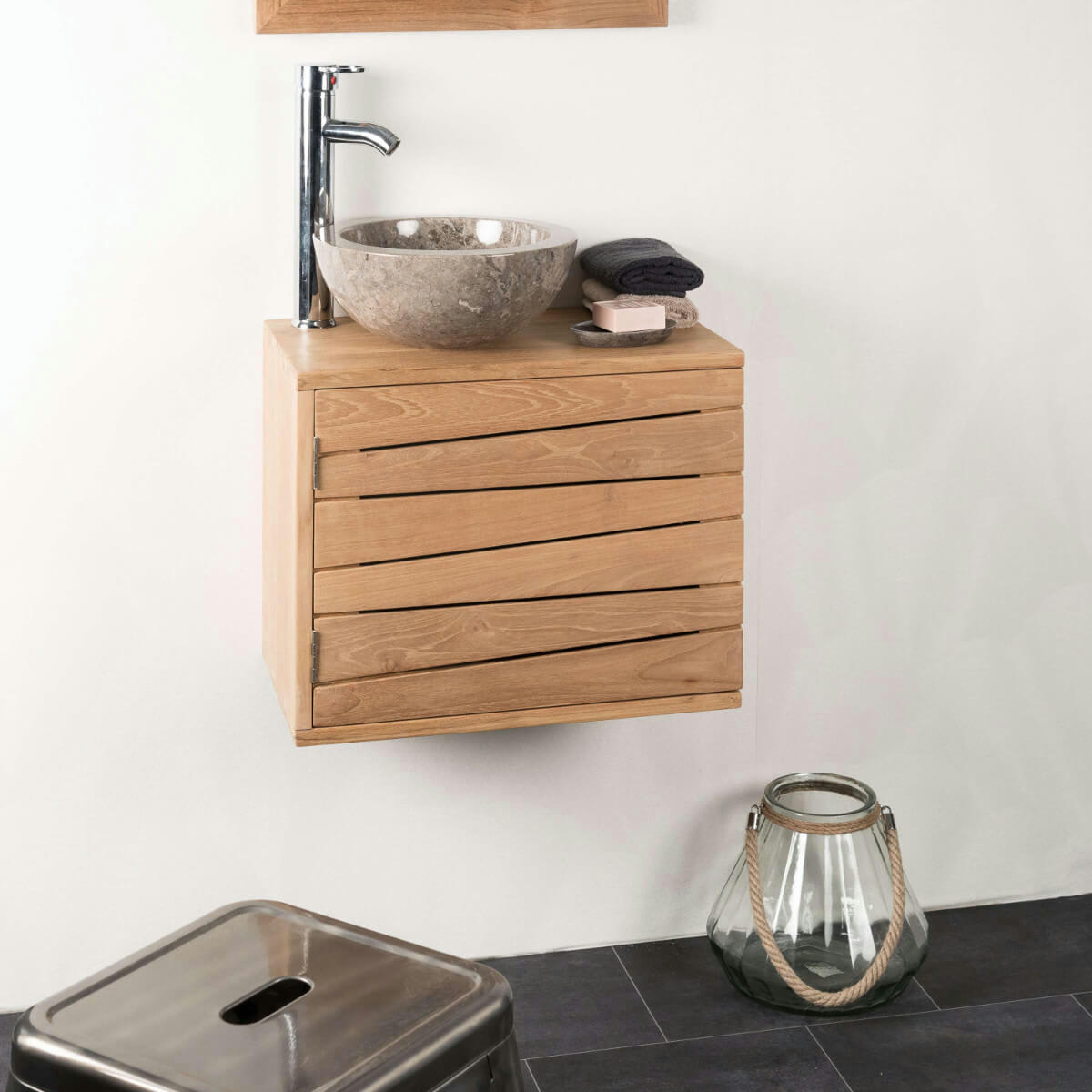 - Meuble salle de bain sous vasque suspendu L50cm