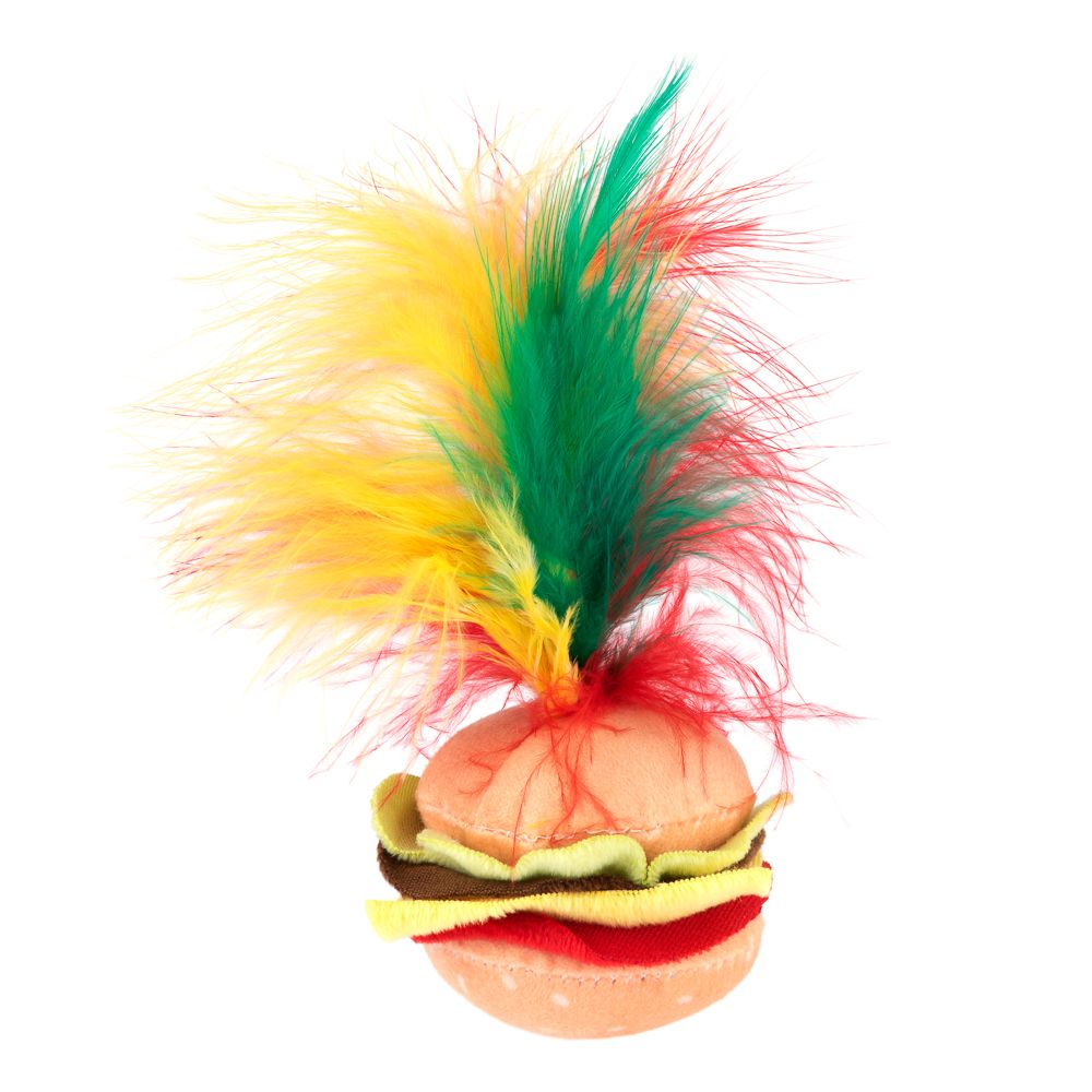 Cat Toy Crinkle Burger with Feathers