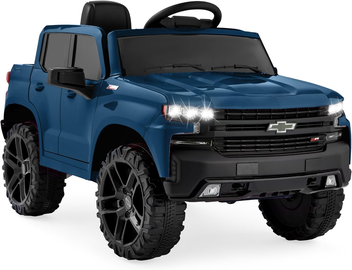Best Choice Products 12V Licensed Chevrolet Silverado Ride On Truck, Electric Car Toy w/Parent Remote Control, Truck Bed Storage, Bluetooth Speaker, LED Lights, 2.5 MPH Max Speed - Blue