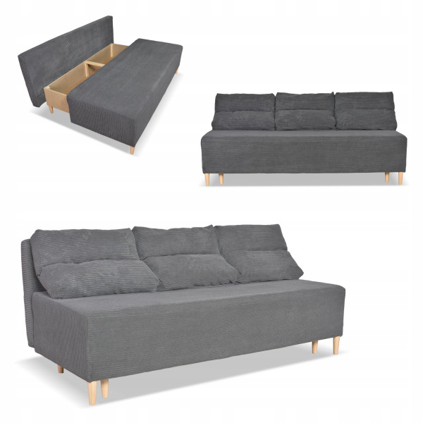 Kanapa sofa KIMO funkcja spania pojemnik Family Meble Anafi c szara sztruks