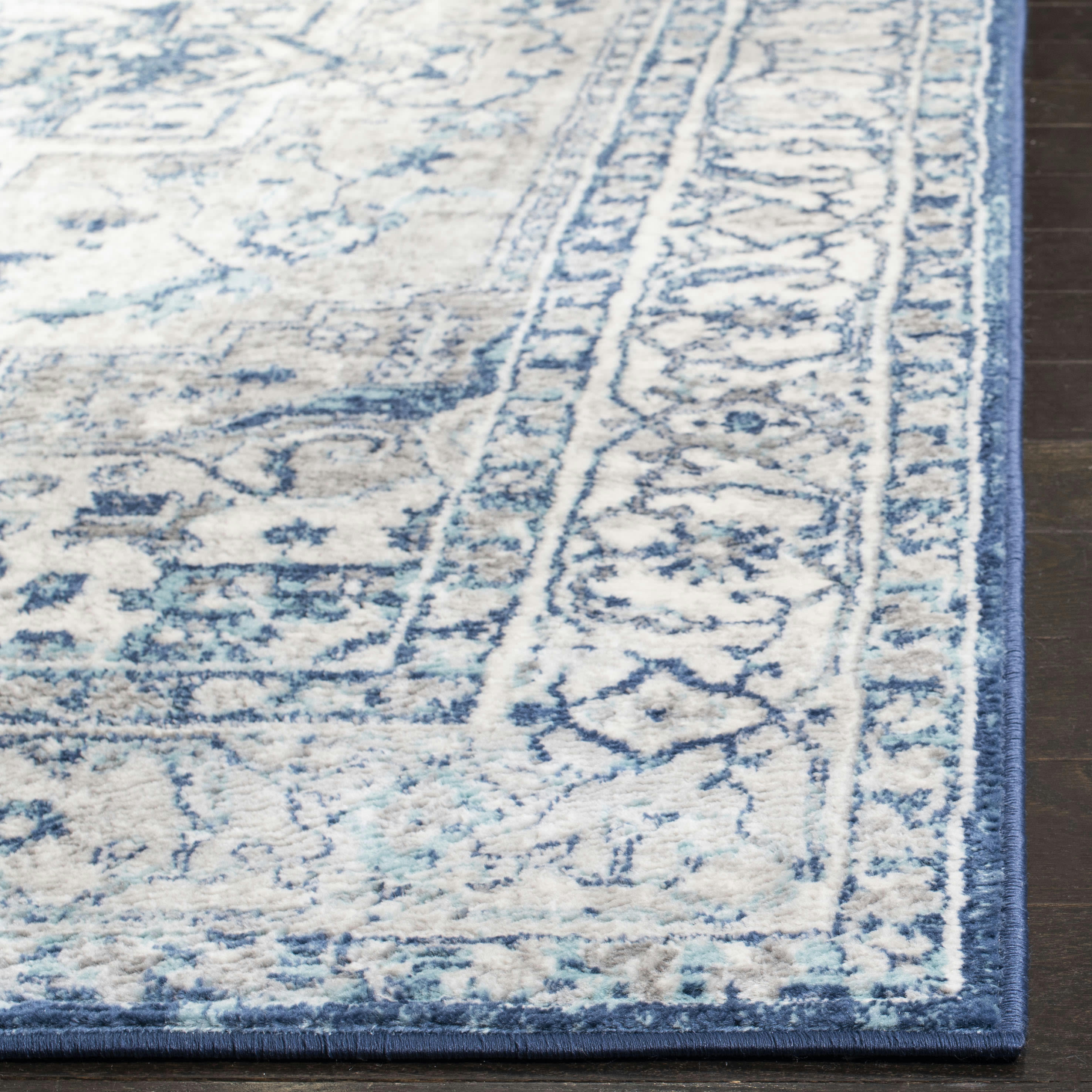 BRENTWOOD - Tapis de salon interieur en gris clair & bleu, 61 x 244 cm