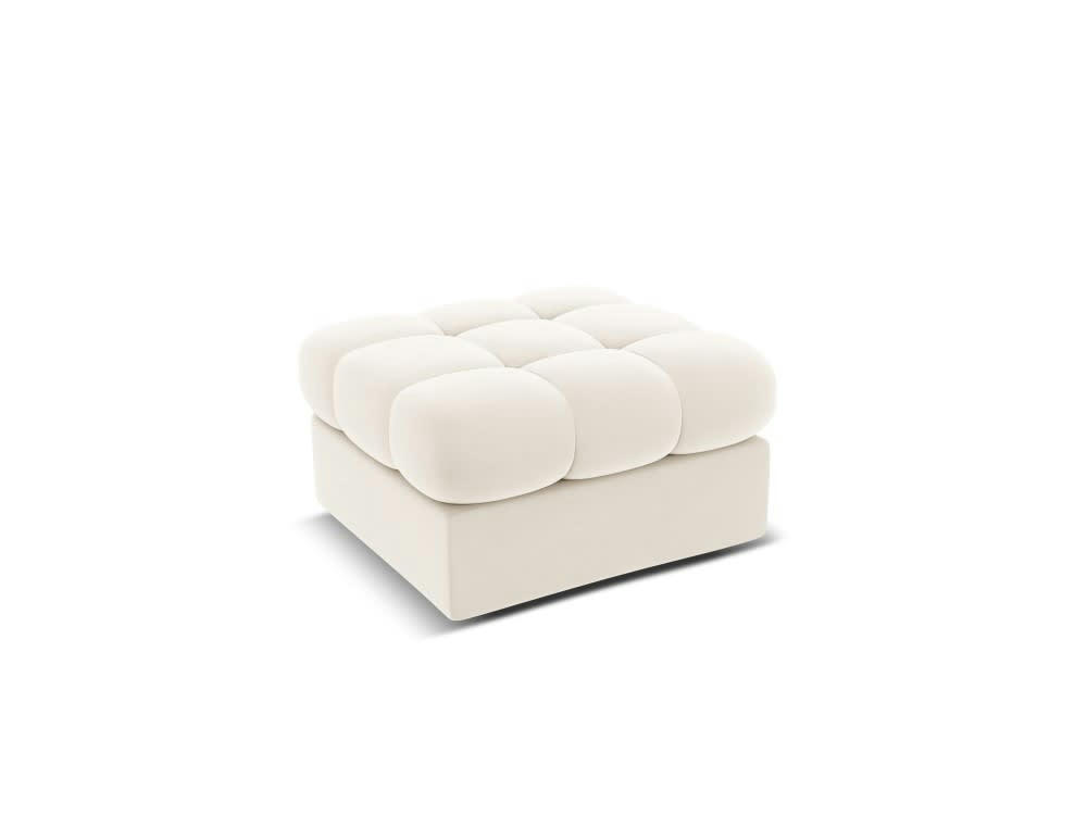 JUSTIN - Pouf en velours beige clair