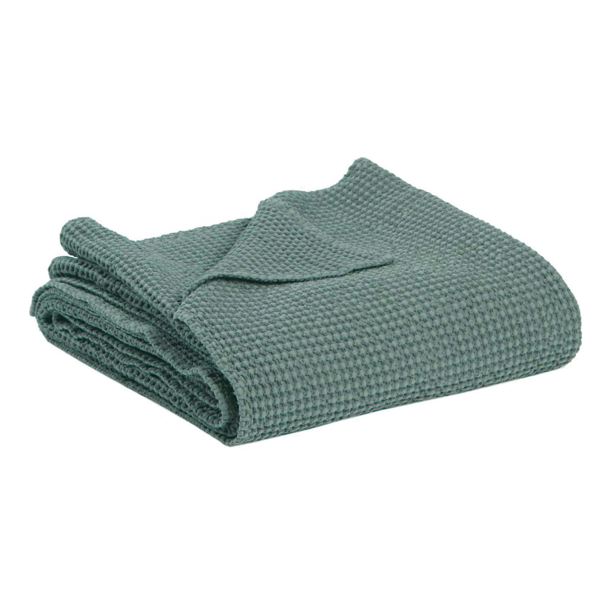 MAIA - Jete  en coton vert de gris 180 x 260