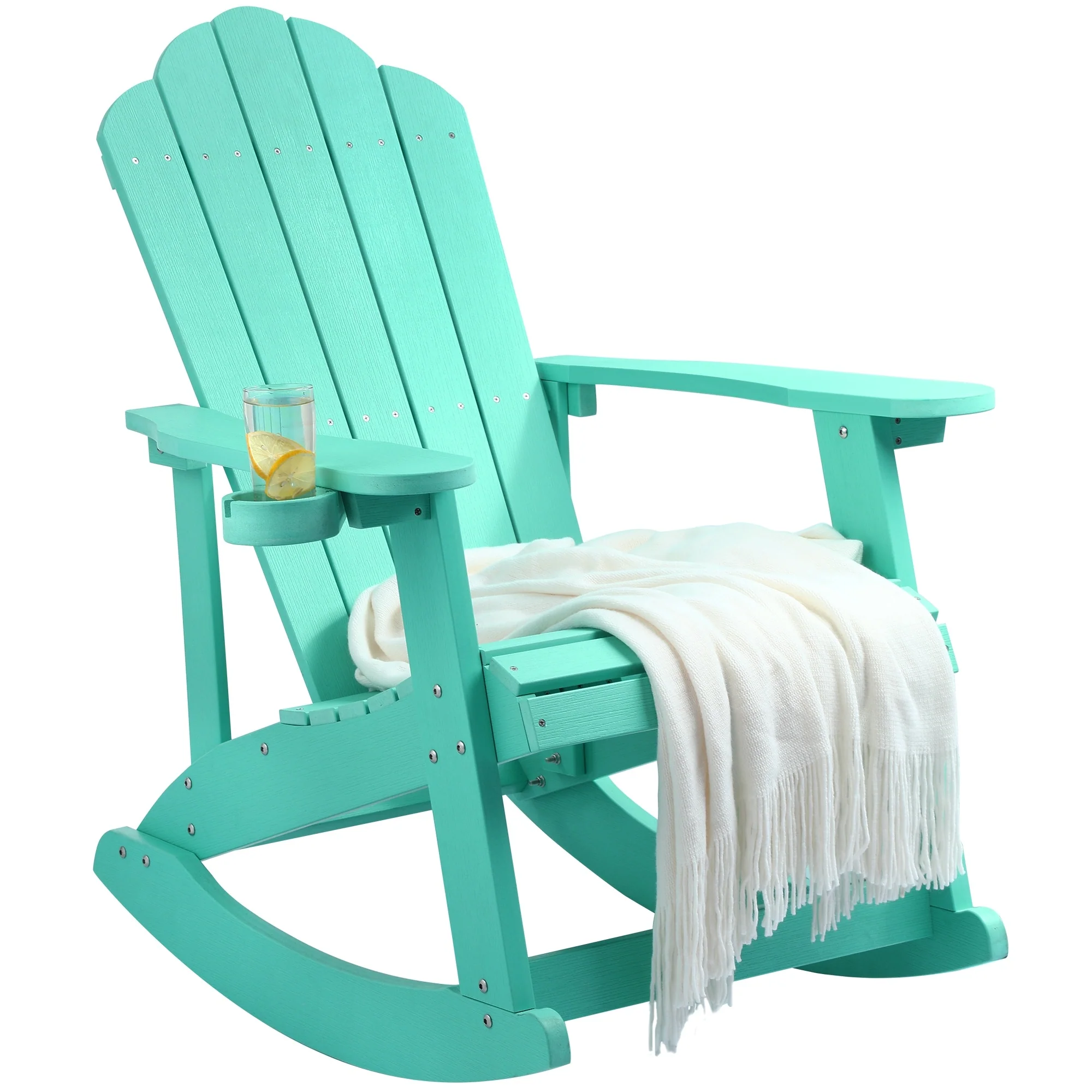 Rocking Adirondack Chair with Rotatable Cup Holder