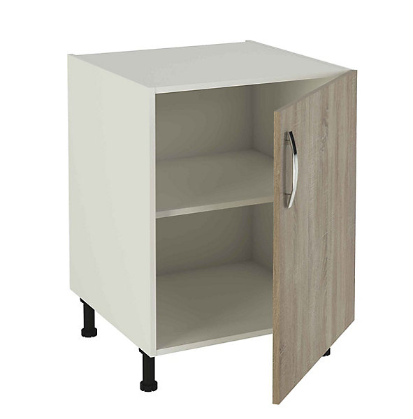 Meuble bas de cuisine 1 porte coloris chêne cortez - Hauteur 85 x Longueur 60 x profondeur 58 cm