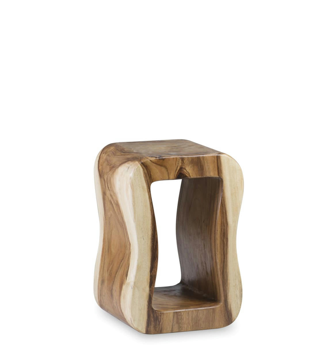 - Tabouret rectangulaire rondin en bois marron