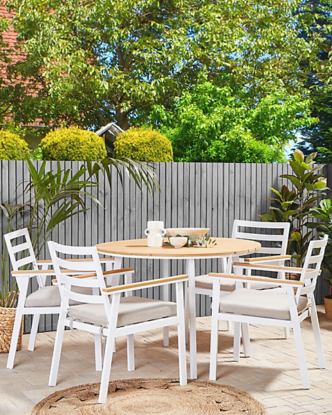 Lot de 4 chaises de jardin avec coussins CAVOLI Métal Beige