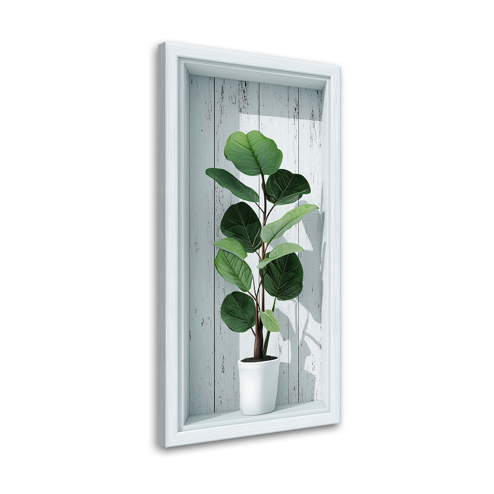 Obraz na ścianę do salonu kuchni, Liście zielone we wnęce 3d 40x80