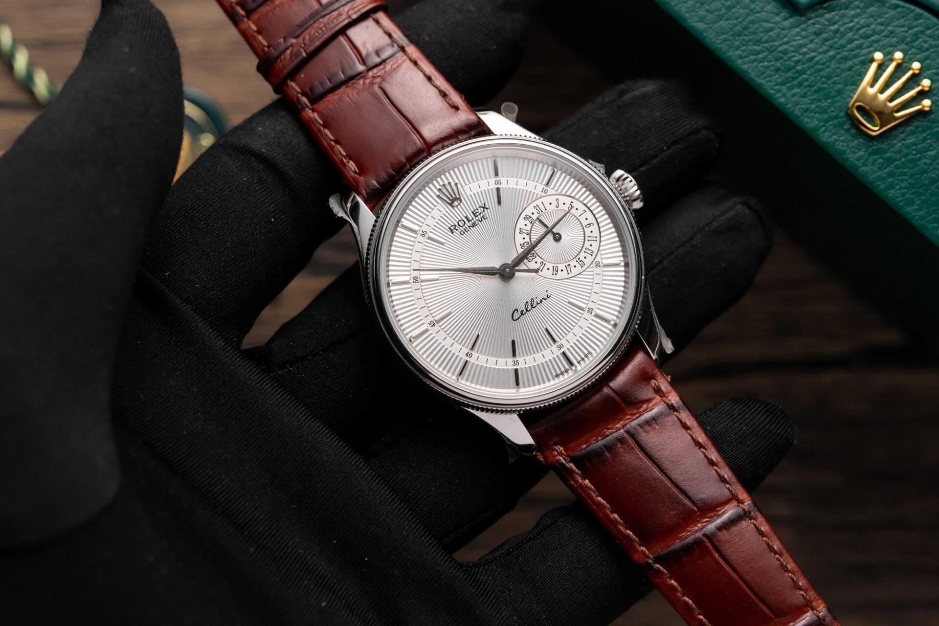 Rolex Cellini 50519 316L Steel White Dial 39mm Leather AAA Replica