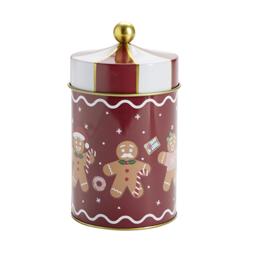 BoÎte à biscuits forme carrousel étain motif No&euml;l Ø10xH18cm (2 modèles)