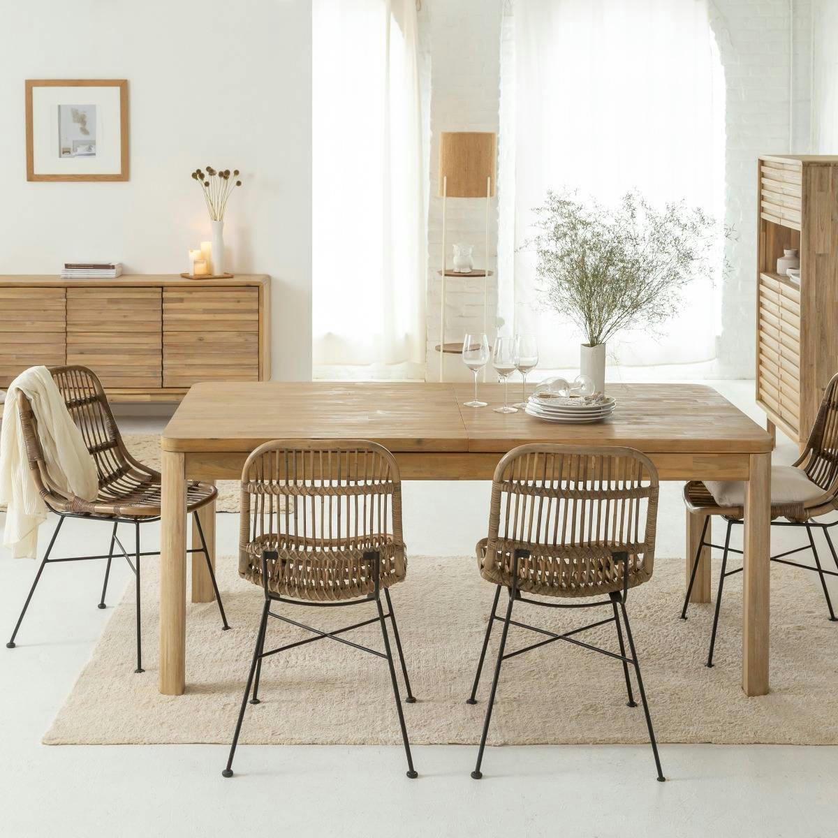 MARIN - Table à manger en bois marron 180 cm