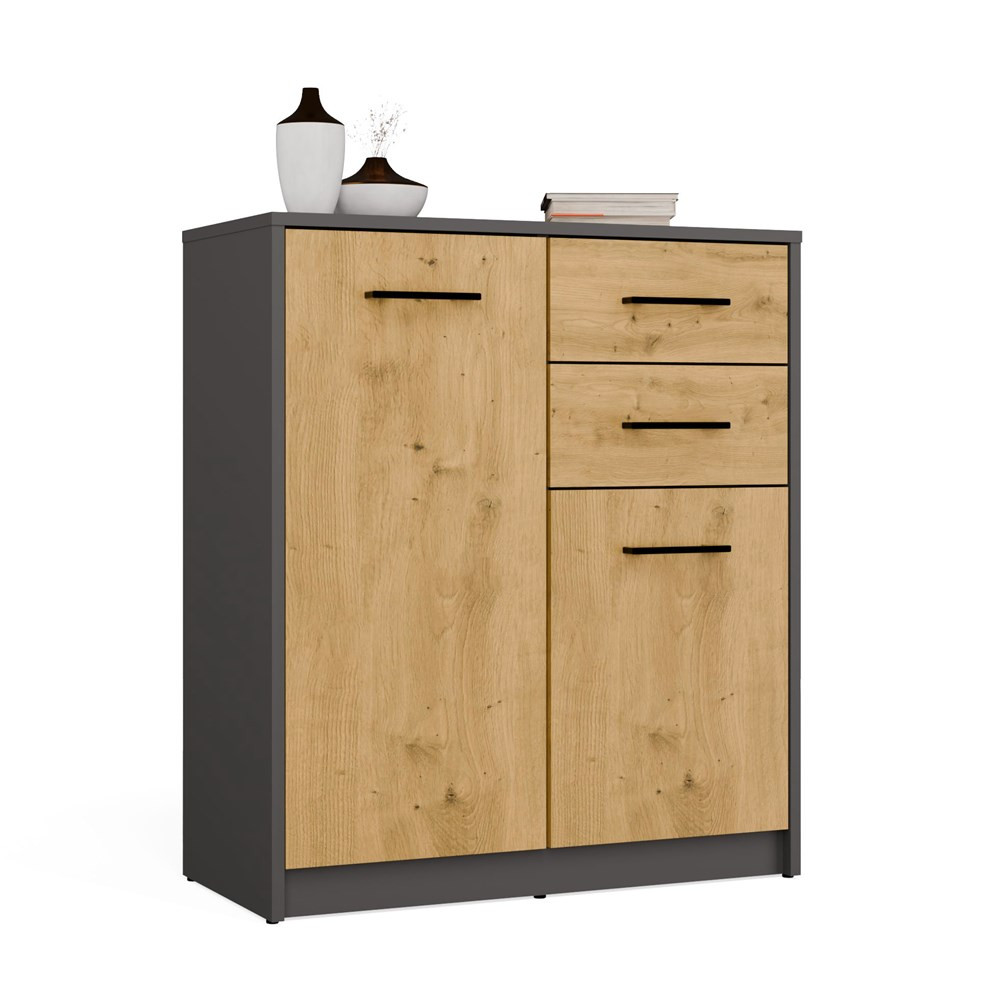 Komoda Topeshop SIMPLO 2D2S antracyt dąb artisan
