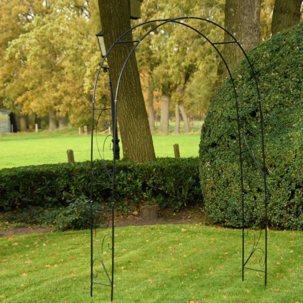 Metalowa pergola ogrodowa łuk ozdobny czarny 220.5x134.5 cm
