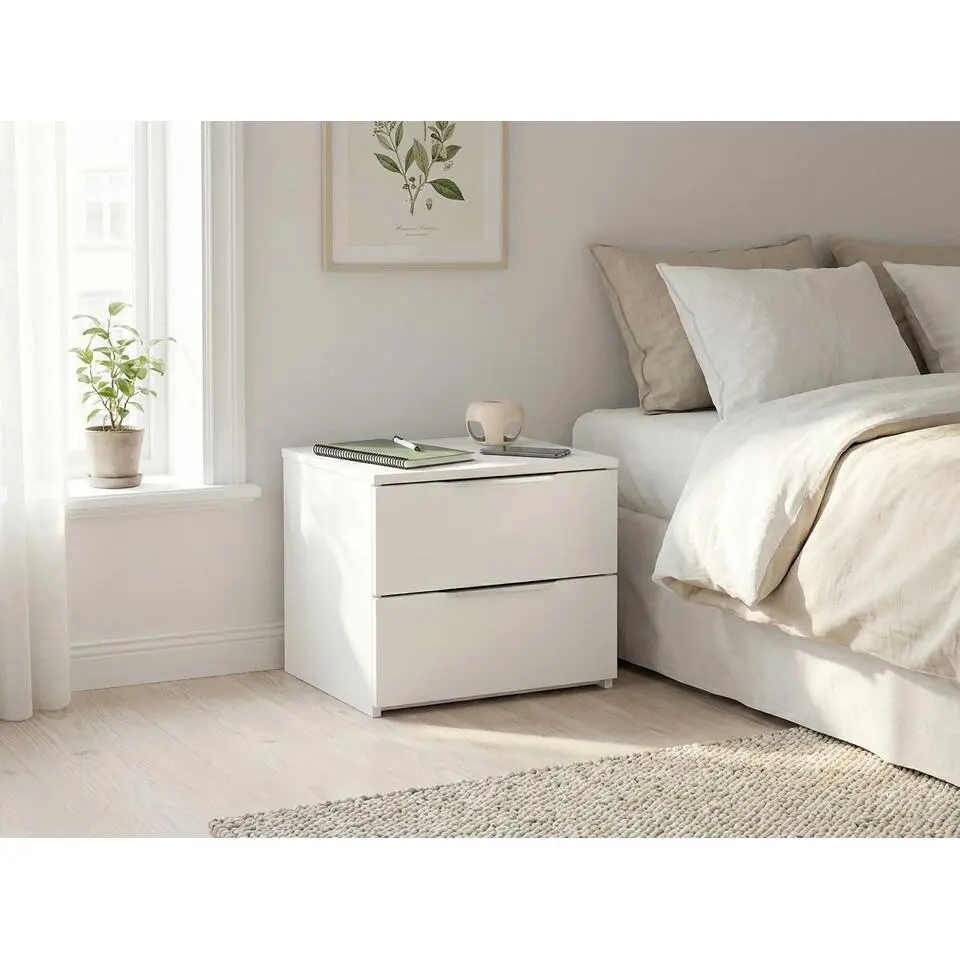 Nachtkastje Spectre - 44x37x38cm - 2 lades - wit