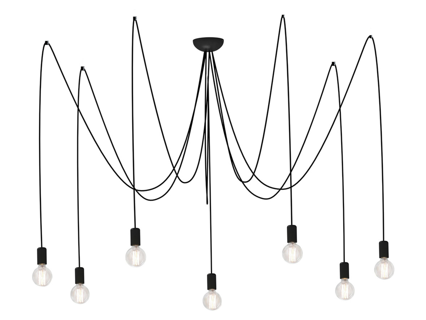Lampa wisząca Spider 7-punktowa stalowa czarna