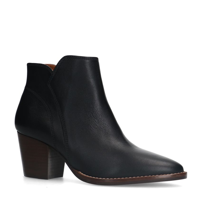 Manfield Zwarte leren enkellaarsjes