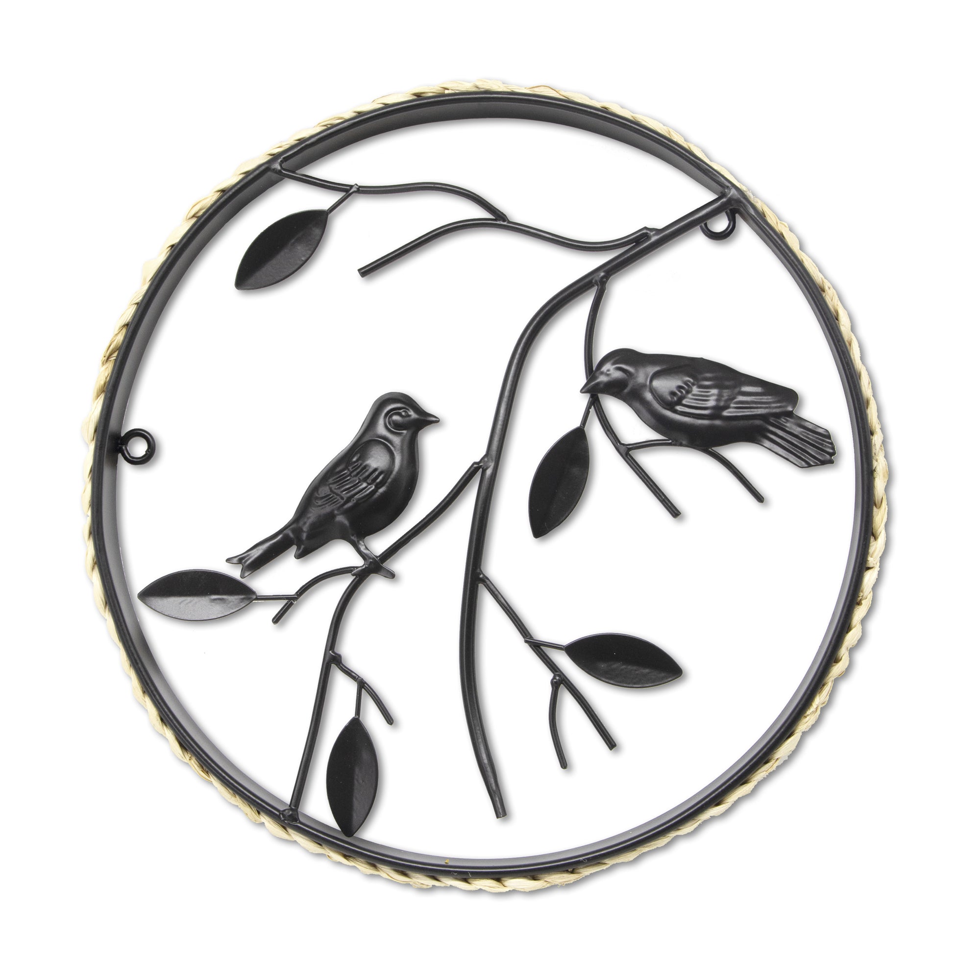 Art for the Home Metal Art - Vogels op Tak - Rond Zwart - diameter 30cm