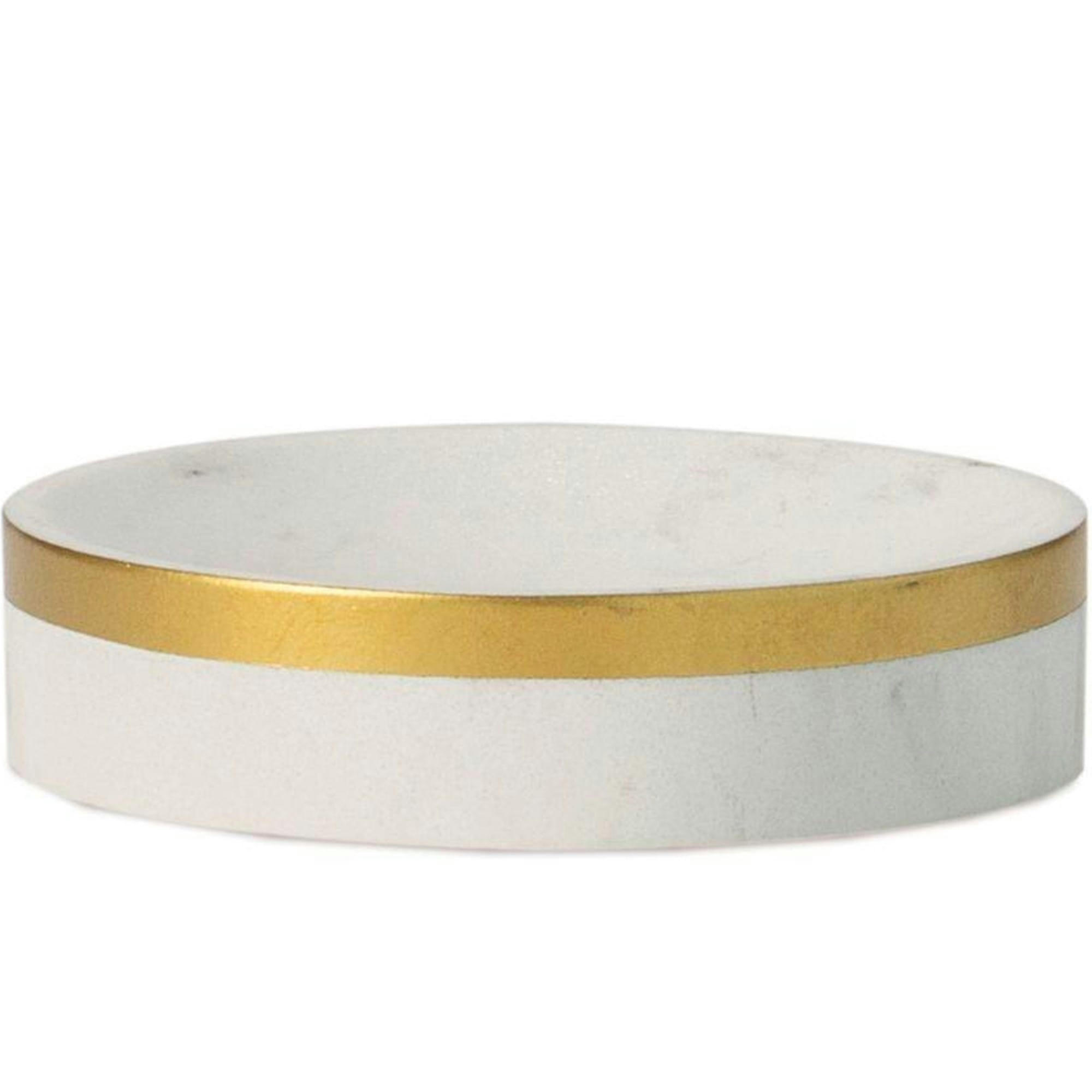 - Porte savon résine effet marbre blanc et doré