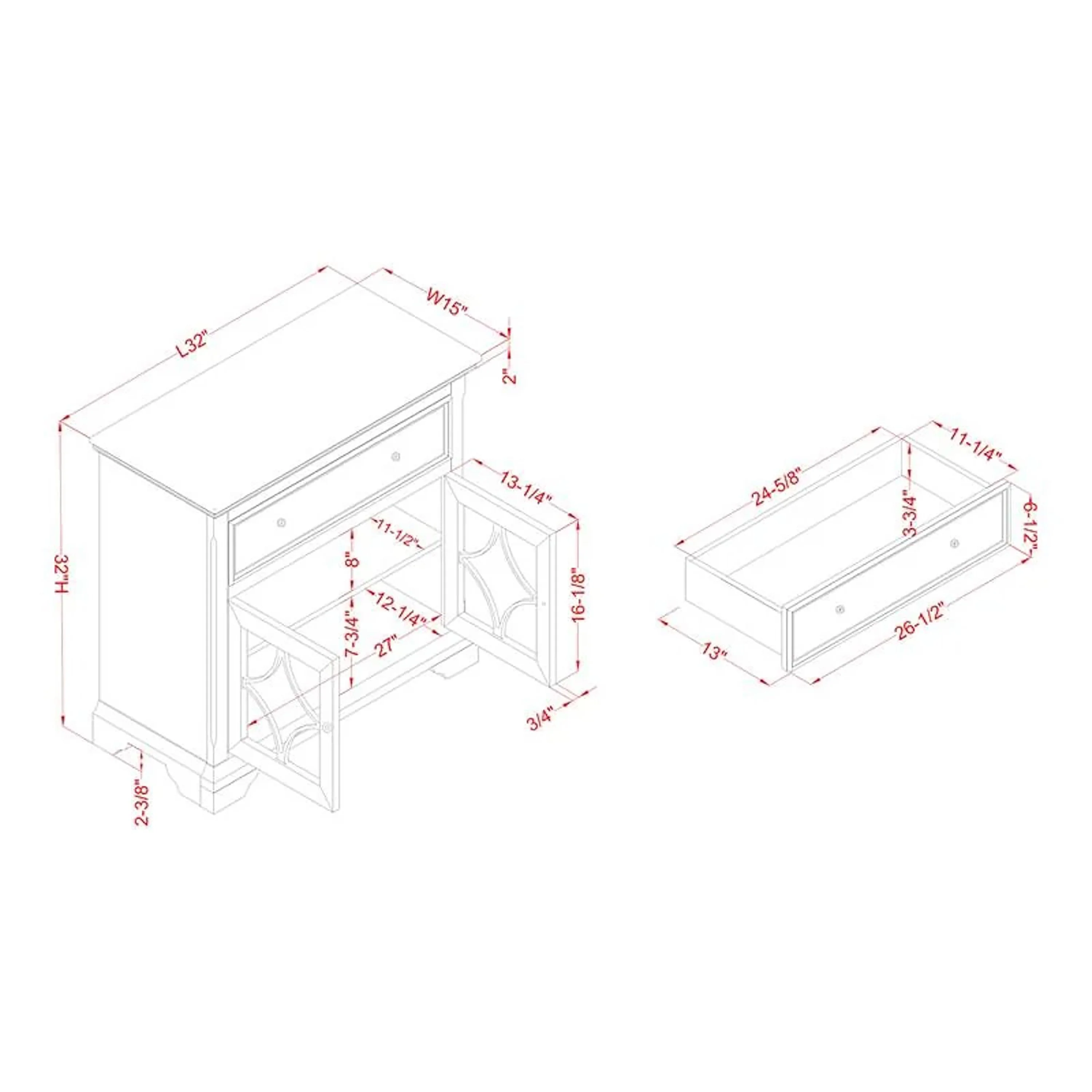Luccas Transitional Antique White 32-inch Wood 2-Shelf Hallway Cabinet by Furniture of America