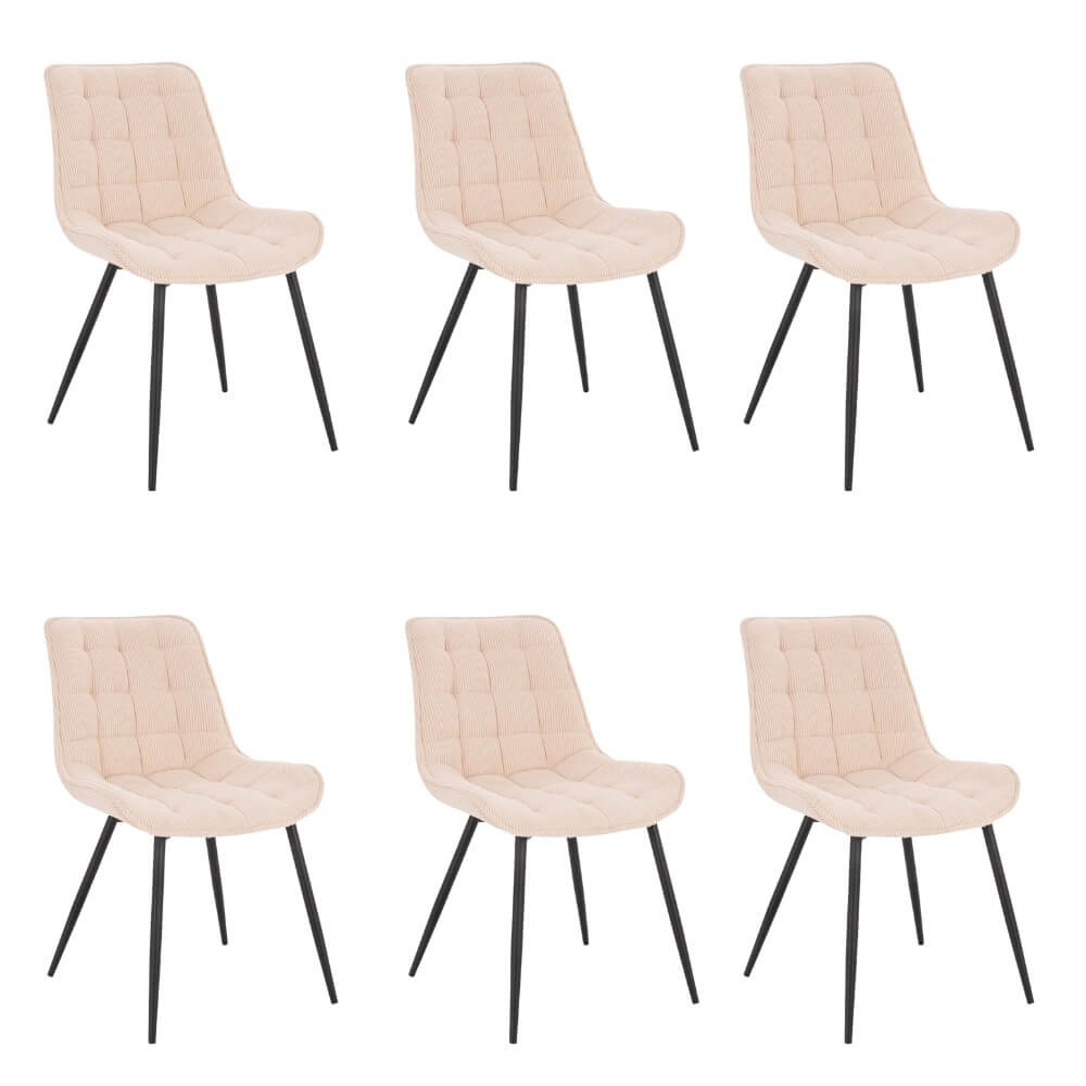 Home Deluxe gestoffeerde stoel IKALO Cord Cream Aantal: 6
