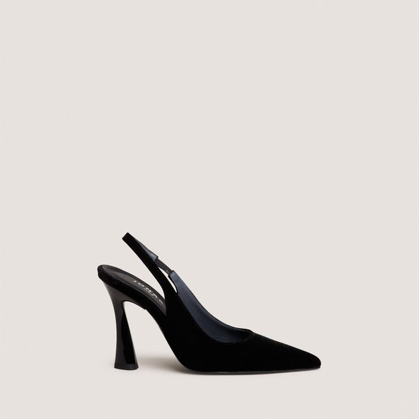 Escarpins slingbacks à bouts pointusen velours noir | DRESSY
