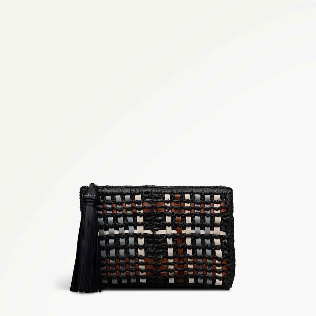 The Camden - Raffia Check - Medium Ziptop Pouch