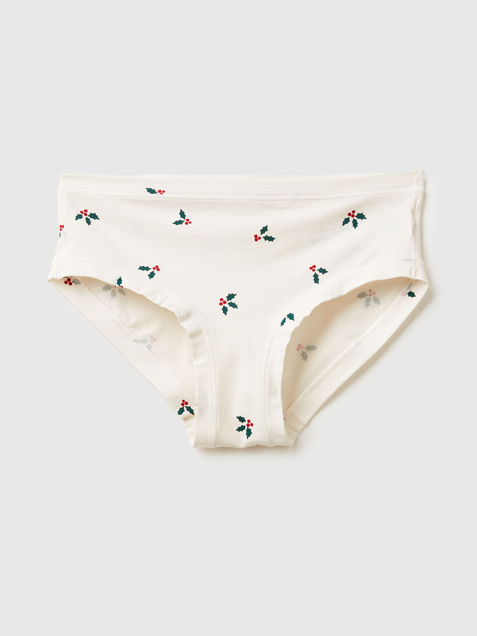 Underwear with Christmas holly print