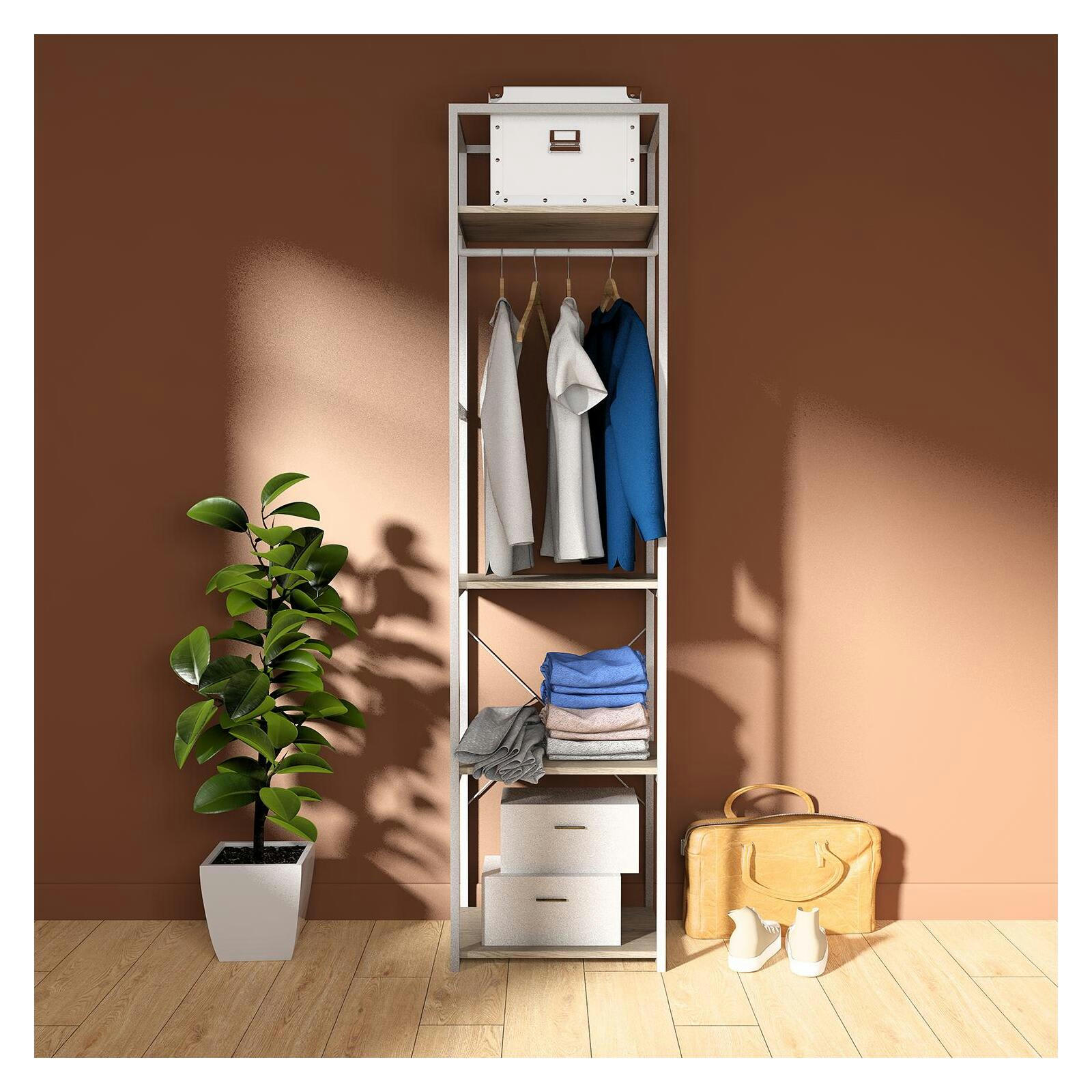 JUNE - Portant vêtements en bois et métal L50 x H200cm  Blanc