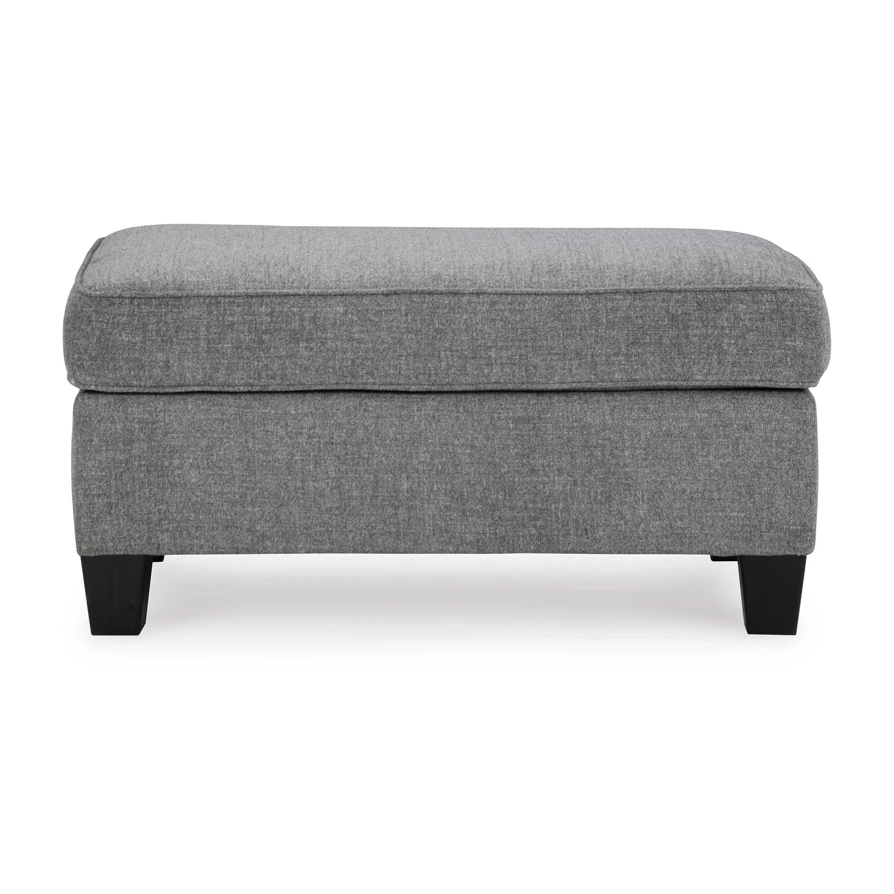 Onia Ottoman, Modern Style Smoke Gray Polyester 40 Inch, Black Legs