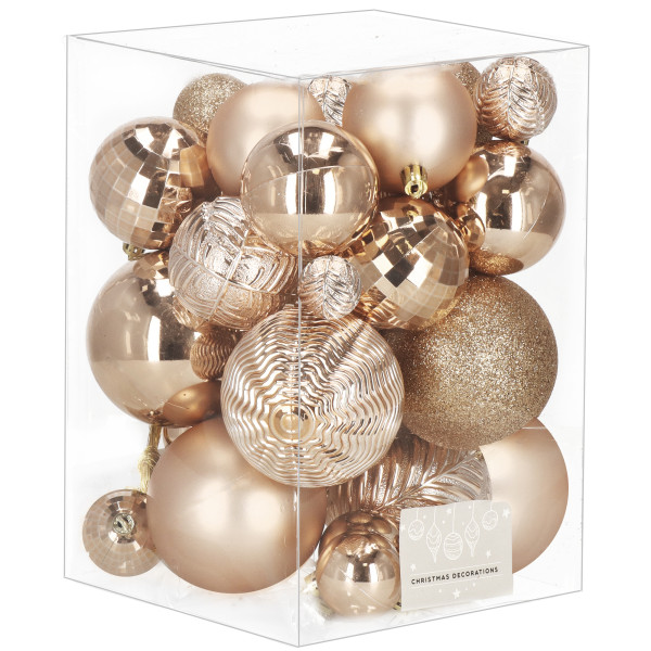 Bombki choinkowe 33 szt. zawieszki świąteczne rose gold