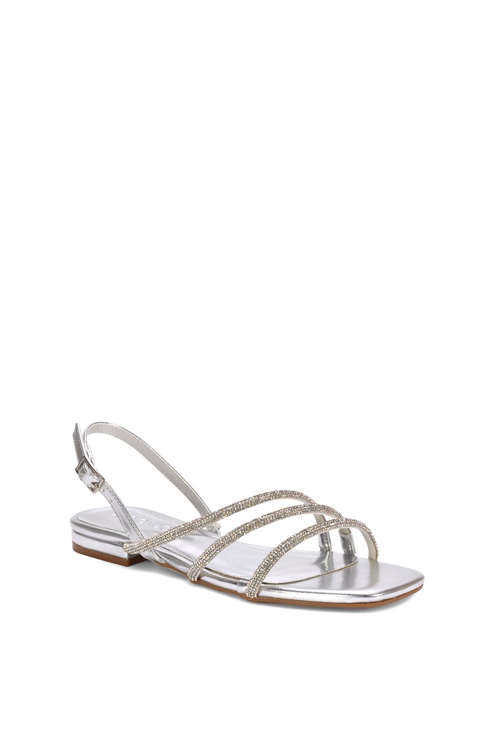 XY London Abigale' Flat Slingback Diamante Sandals With Buckle