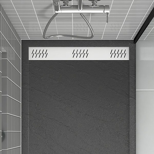 Grille d'évacuation l.69,5 cm pour receveur de douche Pedra et Pure 2, blanc, Galedo