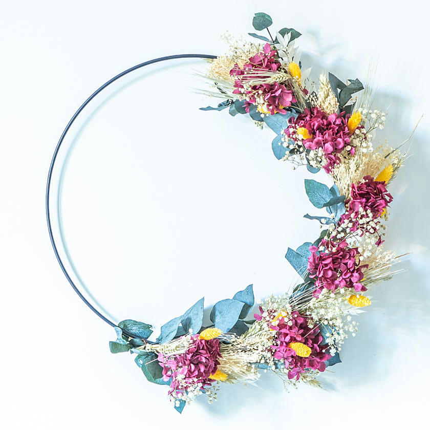 HÉLOÏSE - Couronne murale de fleurs séchées Héloïse D20cm