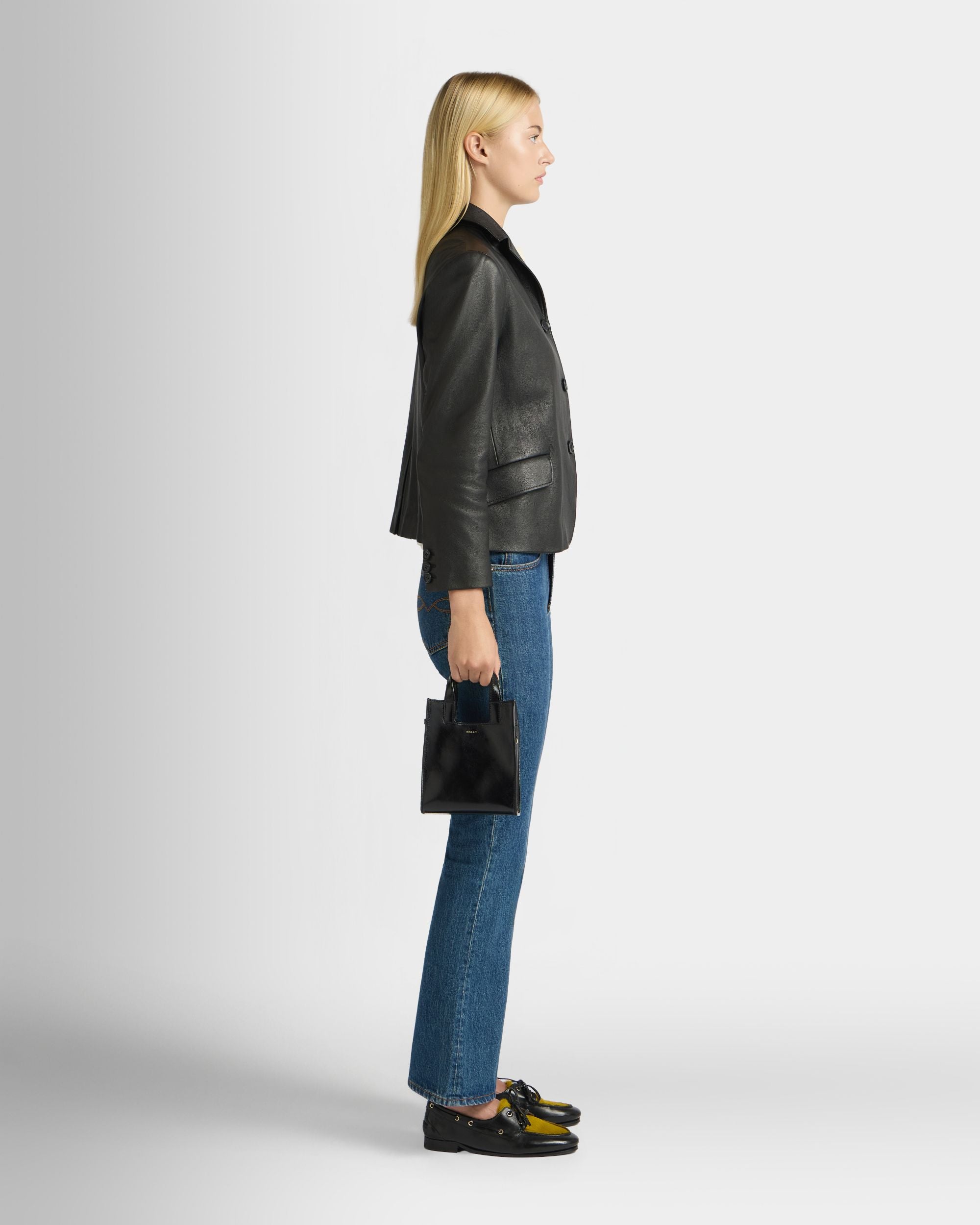 Kleine Easy Bally Tragetasche Aus Leder In Schwarz