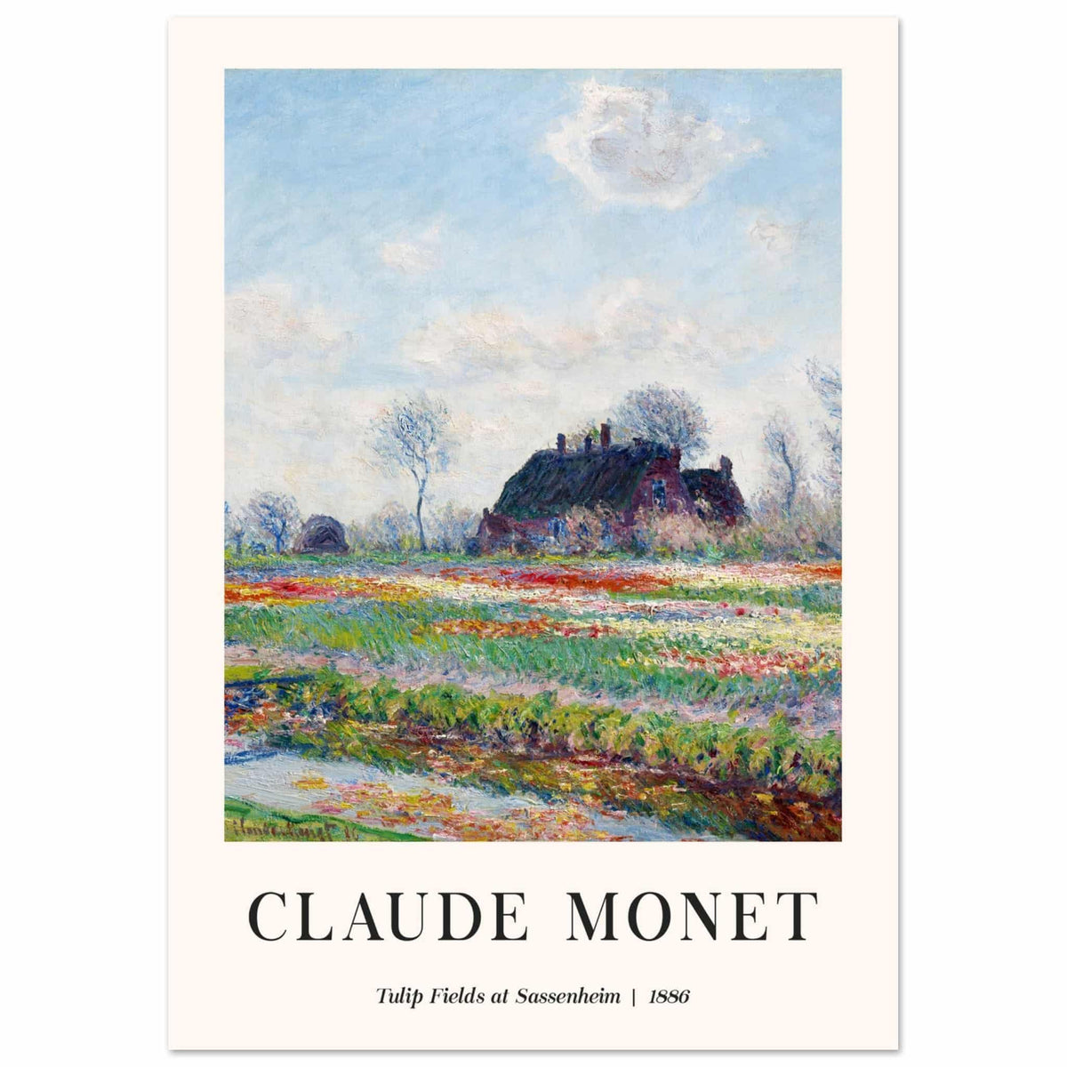 Artfulprints Poster Claude Monet - Tulip fields at Sassenheim  - A4 21x29.7 cm - Meerkleurig