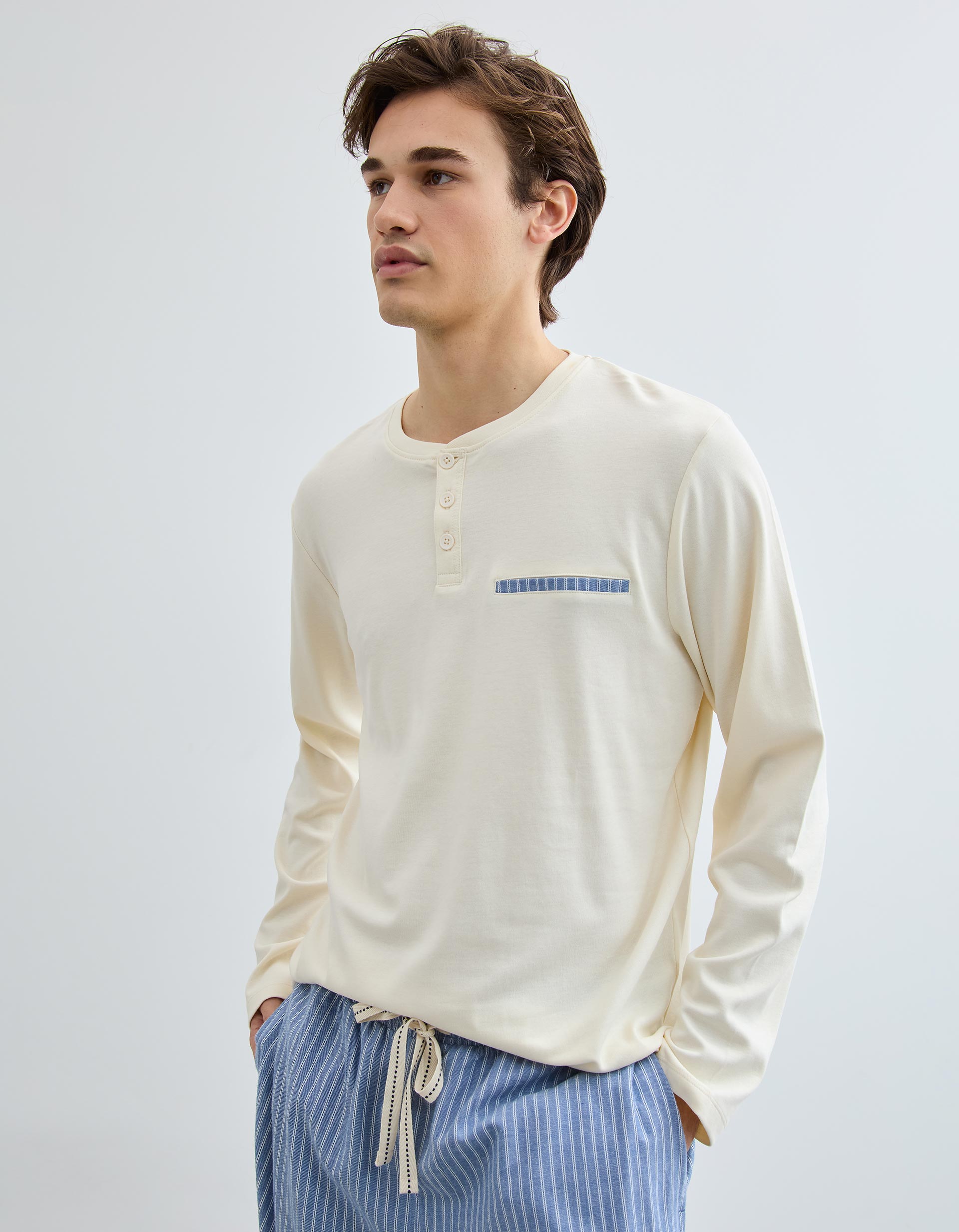 Pijama Riscas, Homem, Branco