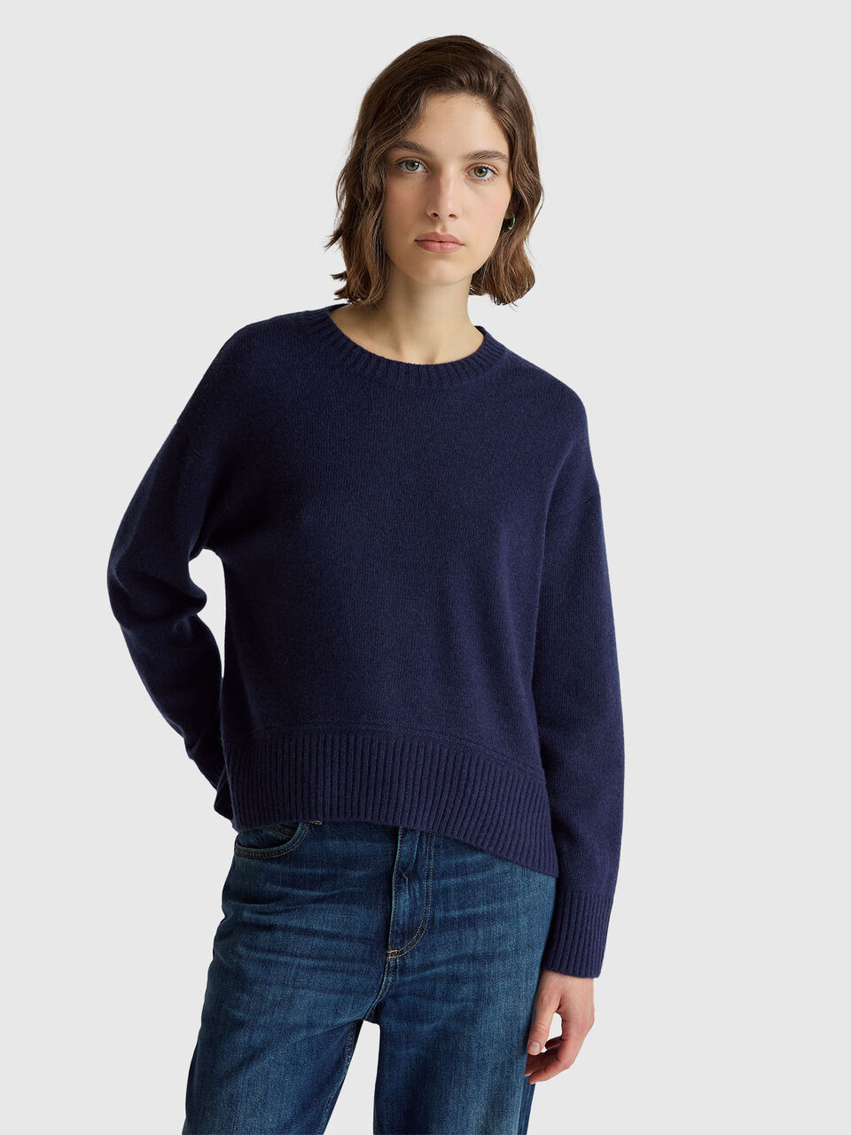 Boxy fit sweater in wool blend