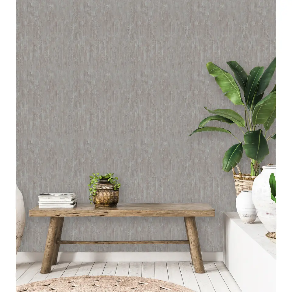 Dutch Wallcoverings - More Textures uni grijs/bruin - 0,53x10,05m