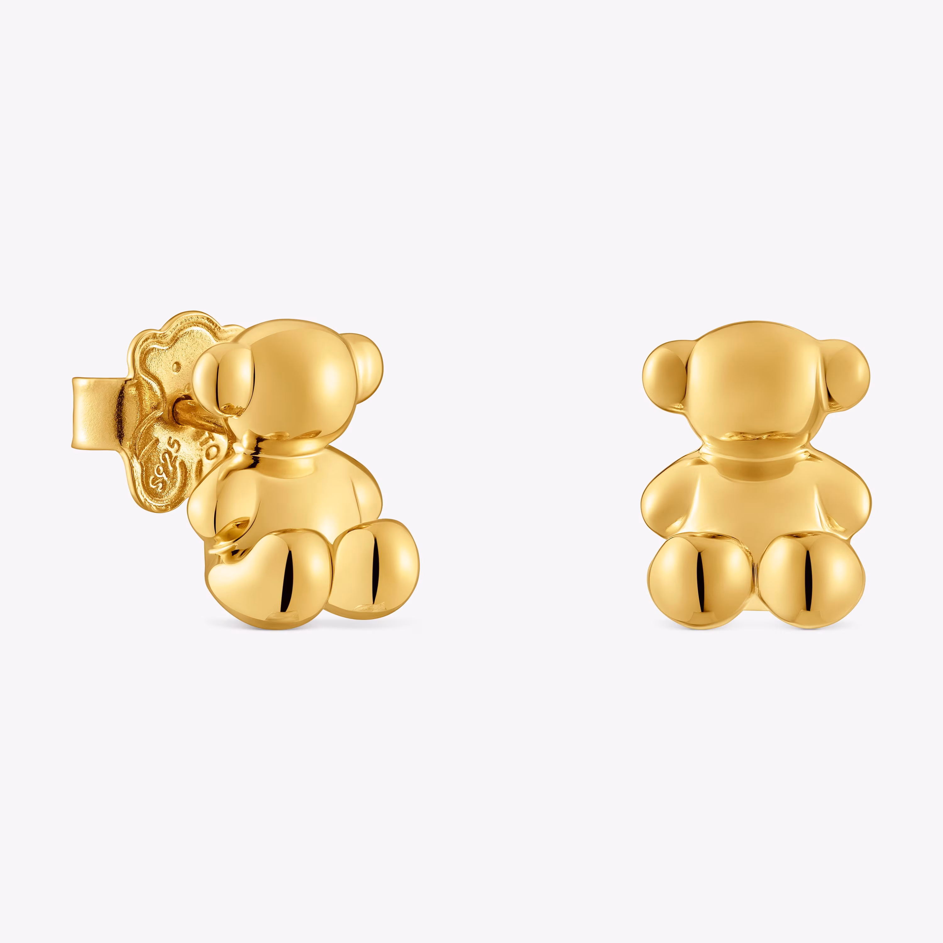 Pendientes oso con baño de oro 18 kt sobre plata 10 mm Bold Bear
